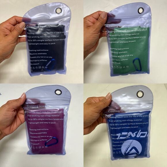 YQXCC Cooling Towel New in Package Fast wicking Lightweight, 4 pack set & colors - Picture 3 of 7